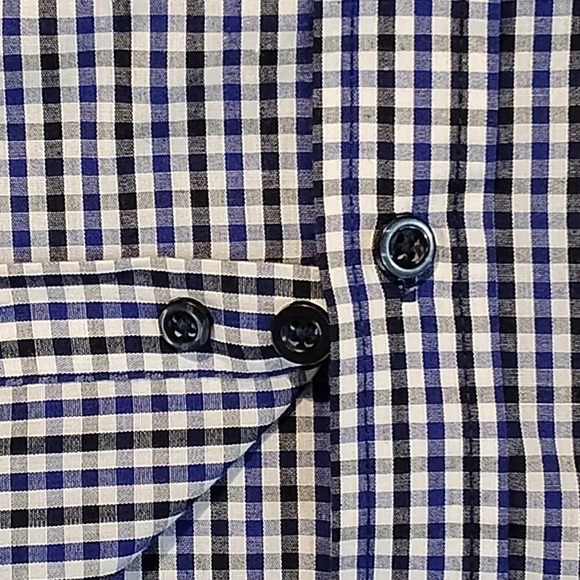 George Kids NWOT Blue/White/Black Plaid Long Sleeve Button Up Shirt Size L 10-12 - Picture 6 of 11